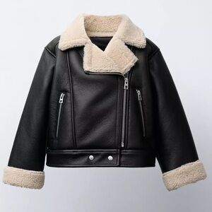 Zara Faux Leather and Shearling Kids Jacket